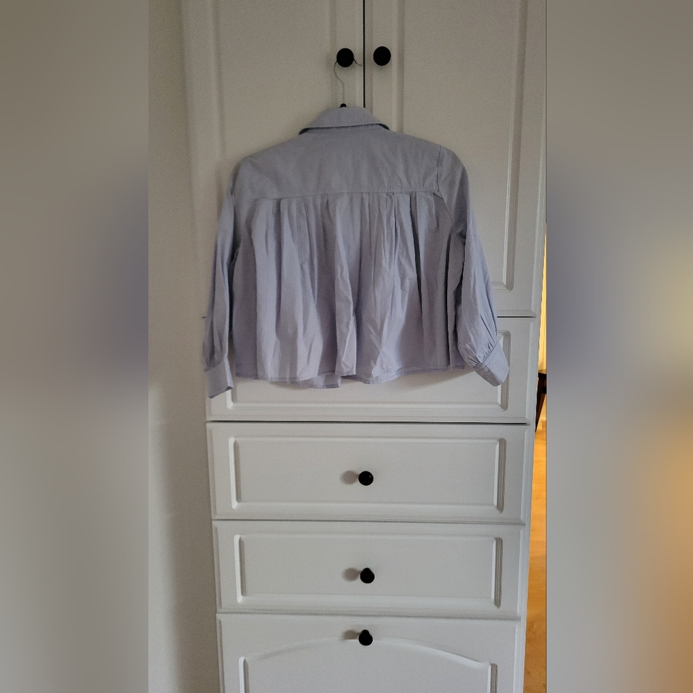 Chic Light Blue Textured Blouse - Picture 4 of 4